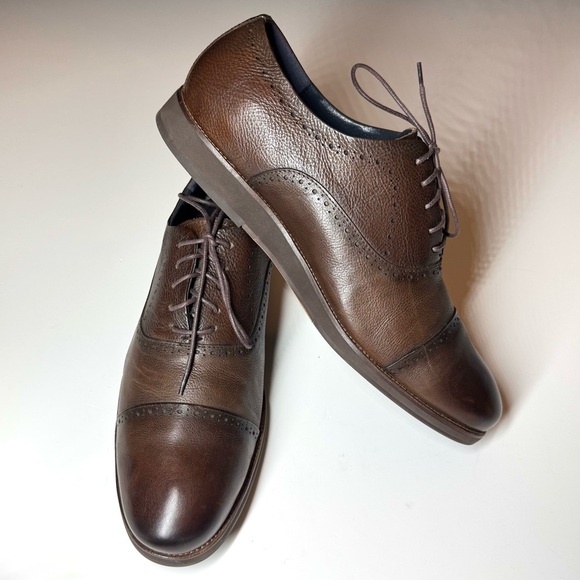 Zara Men’s Classic Brown Oxford Leather Dress Shoes Size- 13 - Picture 6 of 10